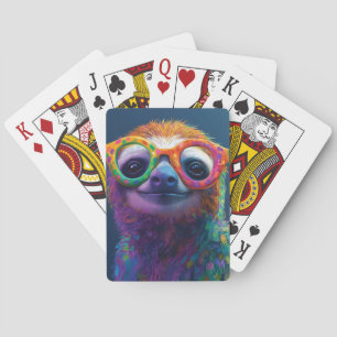 Farbenfrohe Illustration zum Faulenzen mit Brillen Spielkarten
