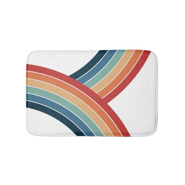 Farbenfrohe, im Retro-Stil gehaltene Regenbogendek Badematte (Vorderseite)