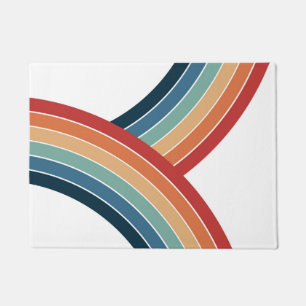 Farbenfrohe, im Retro-Stil gehaltene Regenbogendek Fußmatte