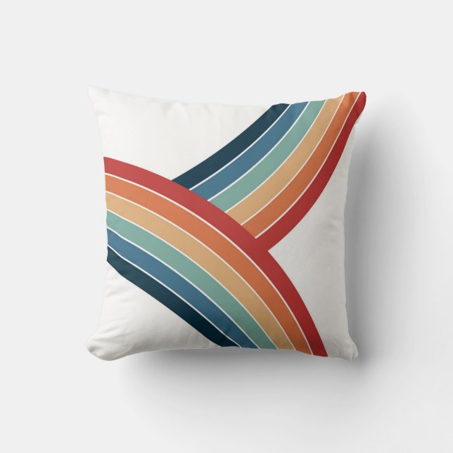 Farbenfrohe, im Retro-Stil gehaltene Regenbogendek Kissen (Vorderseite)