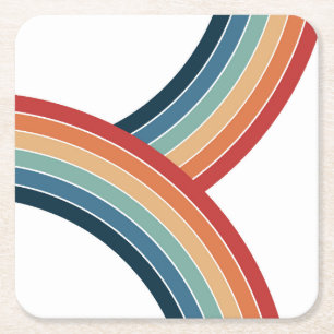 Farbenfrohe, im Retro-Stil gehaltene Regenbogendek Rechteckiger Pappuntersetzer