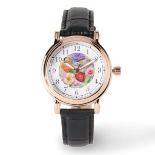 Farbenfrohe Imitate bestickt mit floralen Stilfrau Armbanduhr