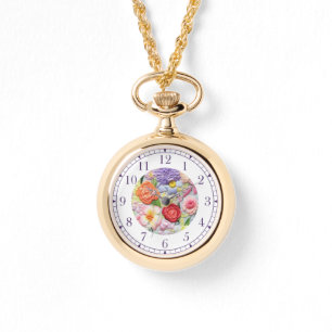 Farbenfrohe Imitate bestickt mit floralen Stilfrau Armbanduhr
