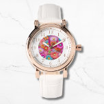 Farbenfrohe Imitate bestickt mit floraler Elegant  Armbanduhr<br><div class="desc">Farbenfrohe Imitate Stickereien Floral Elegant Womans Uhren bietet eine trendige farbenfrohe moderne Imitate Stickerei Blumenmuster in Rosa,  lila,  Orange,  Blau und Gelb. Erstellt von Evco Studio www.zazzle.com/store/evcostudio</div>