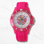Farbenfrohe Imitate bestickt mit floraler Elegant  Armbanduhr<br><div class="desc">Farbenfrohe Imitate Stickereien Floral Elegant Womans Uhren bietet eine trendige farbenfrohe moderne Imitate Stickerei Blumenmuster in Rosa,  lila,  Orange,  Blau und Gelb. Erstellt von Evco Studio www.zazzle.com/store/evcostudio</div>