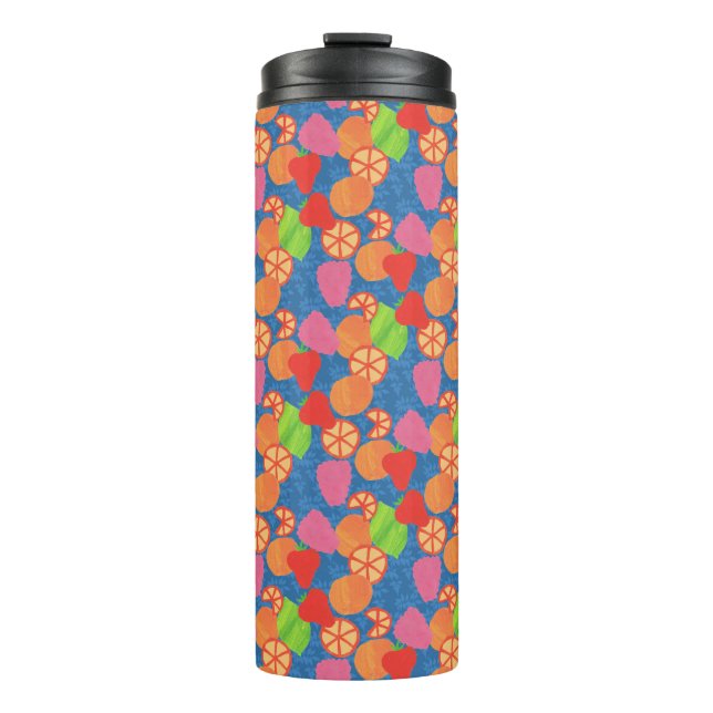 Farbenfrohe Imitate Muster der Sommerkulturen Thermosbecher (Vorderseite)