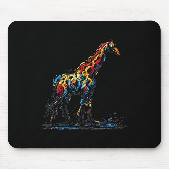 Farbenfrohe Impressionismus Stil Tier Lover Giraff Mousepad (Vorne)
