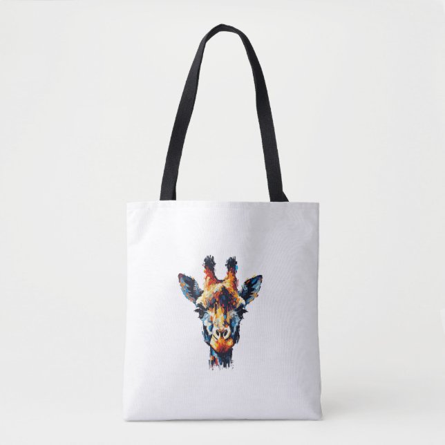 Farbenfrohe Impressionismus Stil Tier Lover Giraff Tasche (Vorderseite)