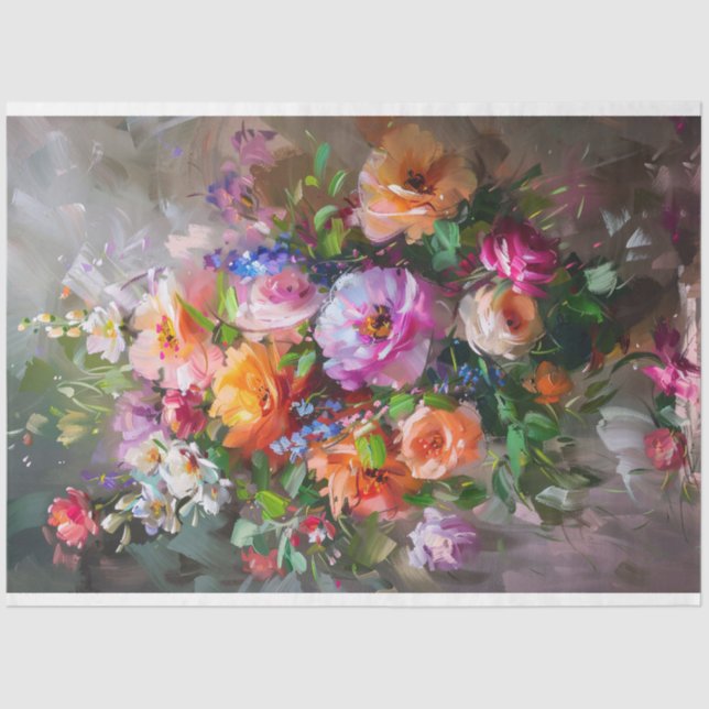 Farbenfrohe impressionistische Blumenbilder Dekoup Seidenpapier (Vorderseite)