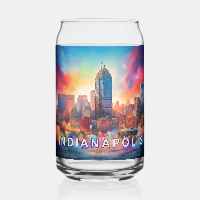 Farbenfrohe Indianapolis Skyline Dosenglas (Rückseite)