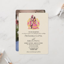 Farbenfrohe indische Hochzeitseinladung für ein Pa