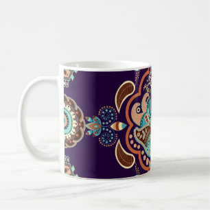 Farbenfrohe indische Ornamente, geometrische Grenz Kaffeetasse