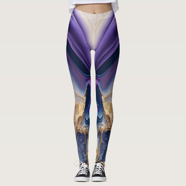 Farbenfrohe, individuell markierte Abstrakte Wasse Leggings (Vorderseite)