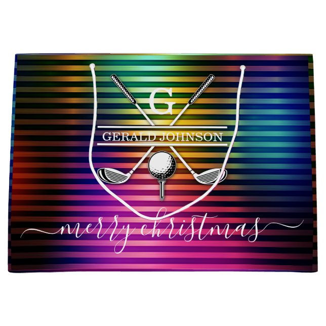 Farbenfrohe, individuelle Elegant Golf Monogram De Große Geschenktüte (Vorderseite)