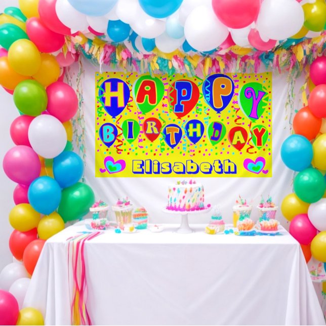 Farbenfrohe individuelle Name zum Geburtstag Banner (Colorful happy birthday banner, the perfect way to make someone feel extra special on their big day!)