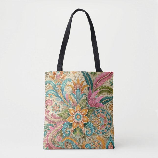 Farbenfrohe indonesische Batik-Muster Tasche (Vorderseite)