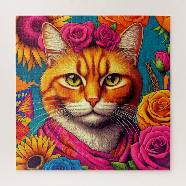 Farbenfrohe Ingwer Katzenpuzzle! (Vertikal)