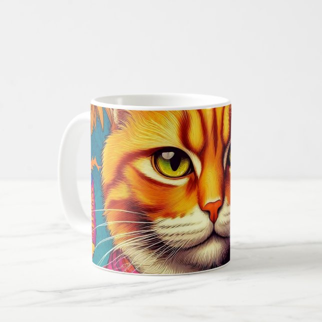Farbenfrohe Ingwerkatze Tasse! Kaffeetasse (Vorderseite Links)