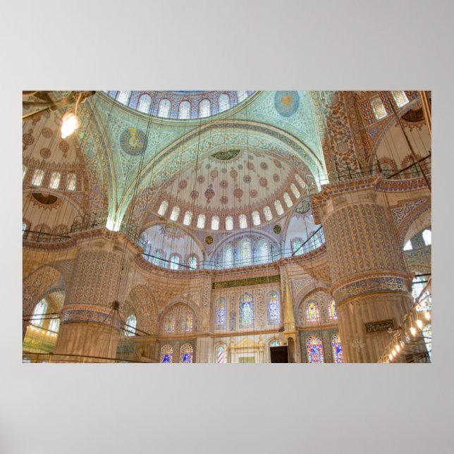 Farbenfrohe Innendecke der blauen Moschee Poster (Vorne)