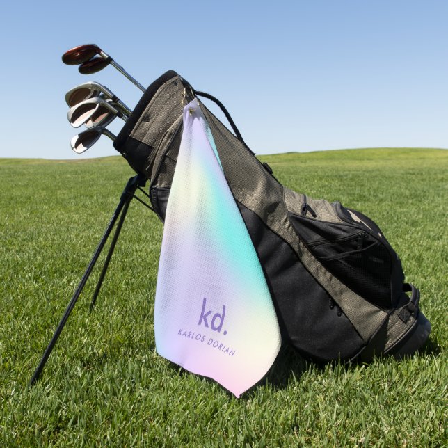 Farbenfrohe Iridescent Background Monogram Golfhandtuch (Gras)
