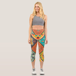 Farbenfrohe, islamisch inspirierte Fliesen. Capri Leggings
