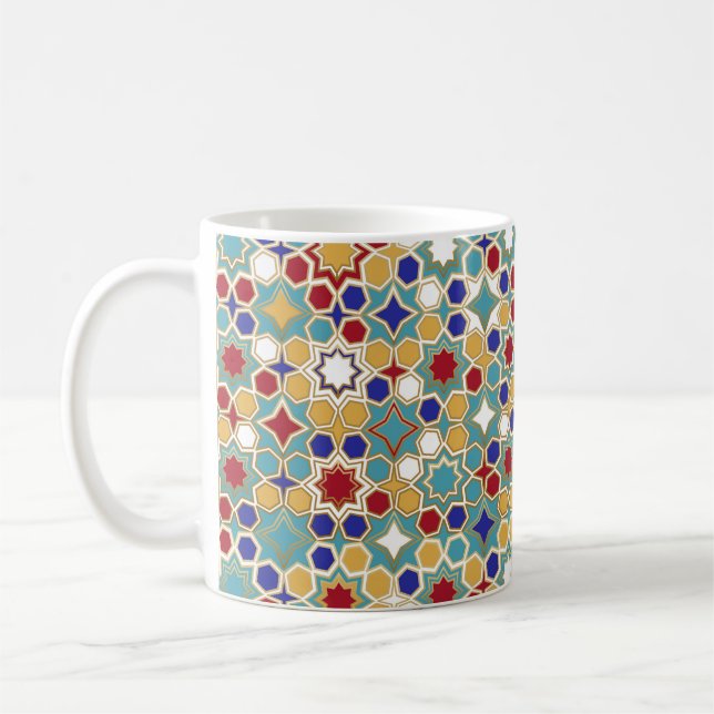 Farbenfrohe islamische Mosaike, nahtloses Muster Kaffeetasse (Links)