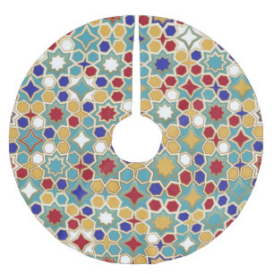 Farbenfrohe islamische Mosaike, nahtloses Muster Polyester Weihnachtsbaumdecke