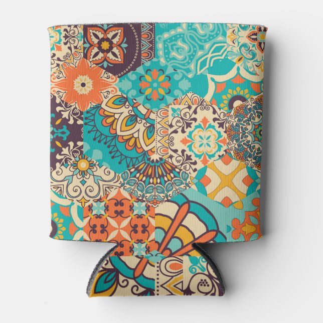 Farbenfrohe islamische Patchwork-Tile Dosenkühler (Vorderseite)
