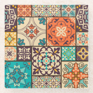 Farbenfrohe islamische Patchwork: Vintage Tile. Glasuntersetzer