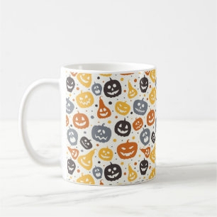 Farbenfrohe Jack-O'-Lantern-Gesichtsmuster Kaffeetasse