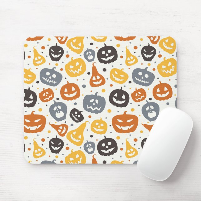 Farbenfrohe Jack-O'-Lantern-Gesichtsmuster Mousepad (Mit Mouse)