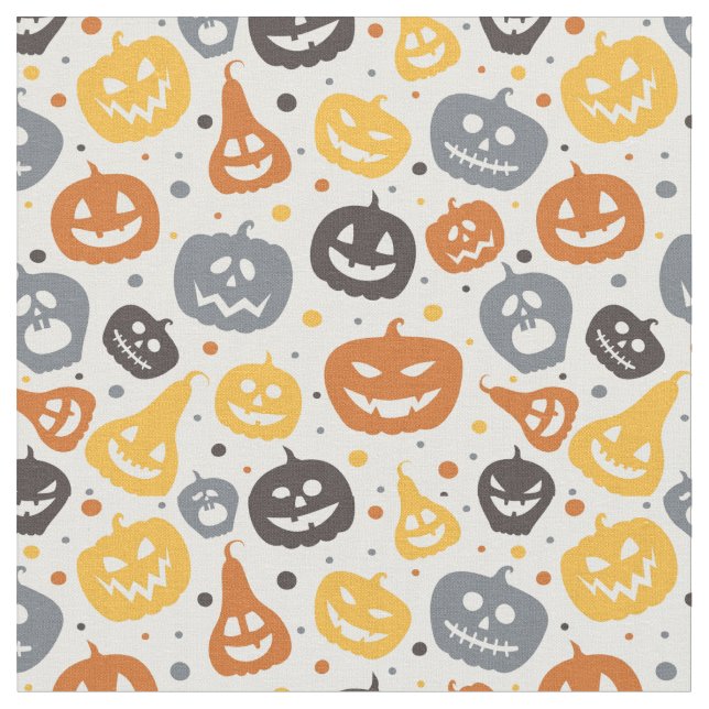 Farbenfrohe Jack-O'-Lantern-Gesichtsmuster Stoff (Nahaufnahme)