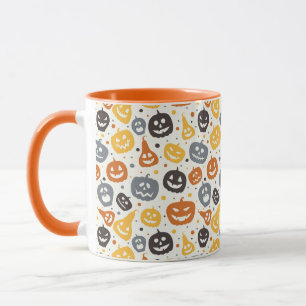 Farbenfrohe Jack-O'-Lantern-Gesichtsmuster Tasse