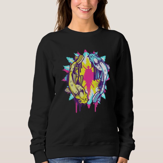 Farbenfrohe japanische Koi Fischkarpfe Nishikigoi Sweatshirt (Vorderseite)