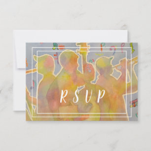 Farbenfrohe Jazzband RSVP Karte