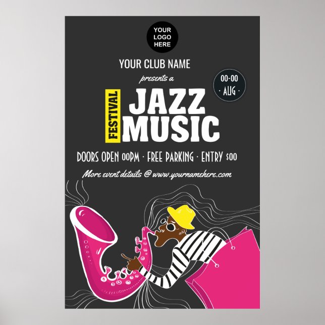 Farbenfrohe Jazzmusikfestspiele Logo personalisier Poster (Vorne)