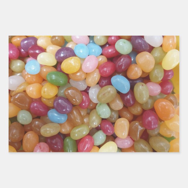 Farbenfrohe Jelly Beans Geschenkpapier Set (Vorderseite)