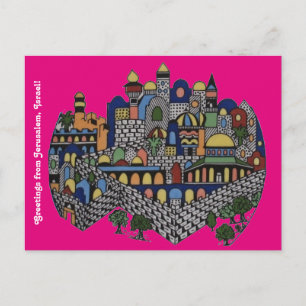 Farbenfrohe Jerusalem Postkarte