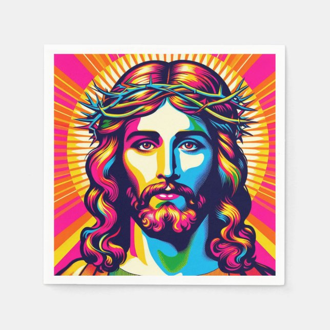 Farbenfrohe Jesus Napkins! Serviette (Vorderseite)