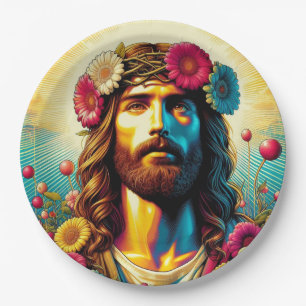Farbenfrohe Jesus Papier Teller! Pappteller