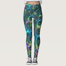 Farbenfrohe Jewel Tone Fraktal Abstrakte Kunst Leggings