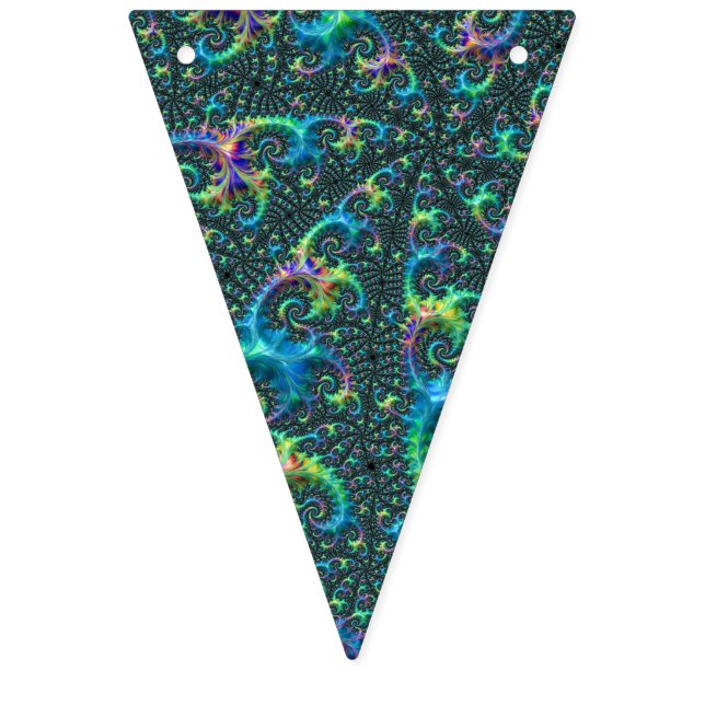 Farbenfrohe Jewel Tone Fraktal Abstrakte Kunst Wimpelkette (Erste Fahne)