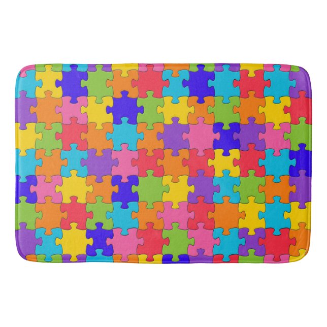 Farbenfrohe Jigsaw Puzzle Badematte (Vorderseite)