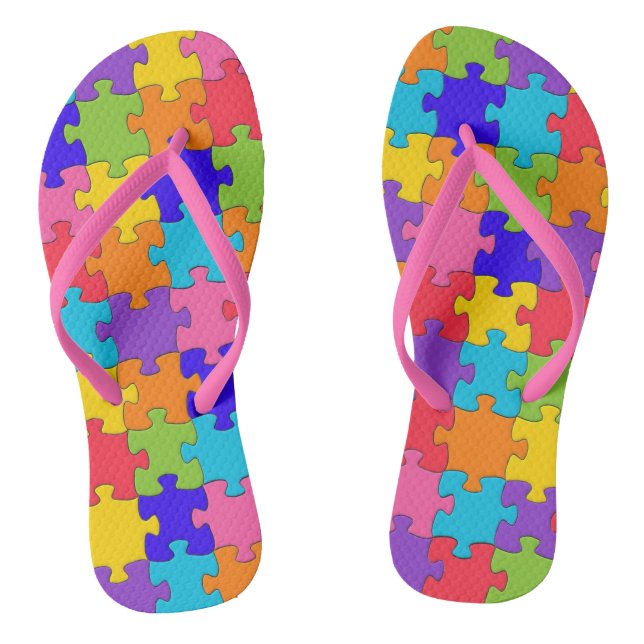 Farbenfrohe Jigsaw Puzzle Flip Flops (Fußbett)