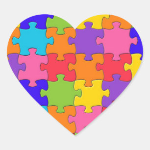 Farbenfrohe Jigsaw Puzzle Muster Herz-Aufkleber