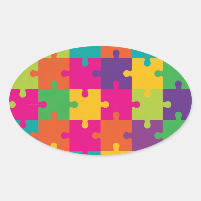 Farbenfrohe Jigsaw Puzzle Muster Ovaler Aufkleber (Vorderseite)