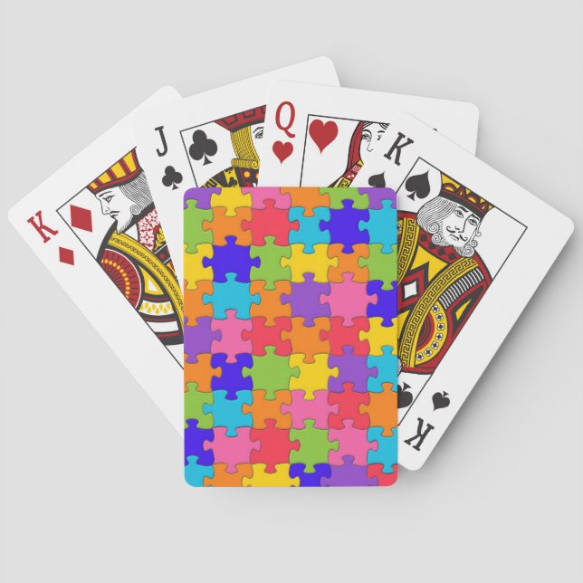 Farbenfrohe Jigsaw Puzzle Pieces Happy Puzzler Spielkarten (Rückseite)
