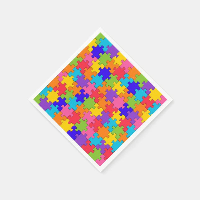 Farbenfrohe Jigsaw Puzzle Serviette (Ecke)