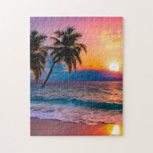 Farbenfrohe Jigsaw Puzzle Watercolor Beach Sonnenu