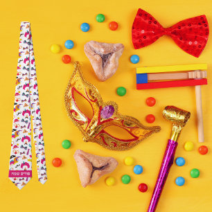 Farbenfrohe jüdische Ferien Hebräisch Happy Purim Krawatte